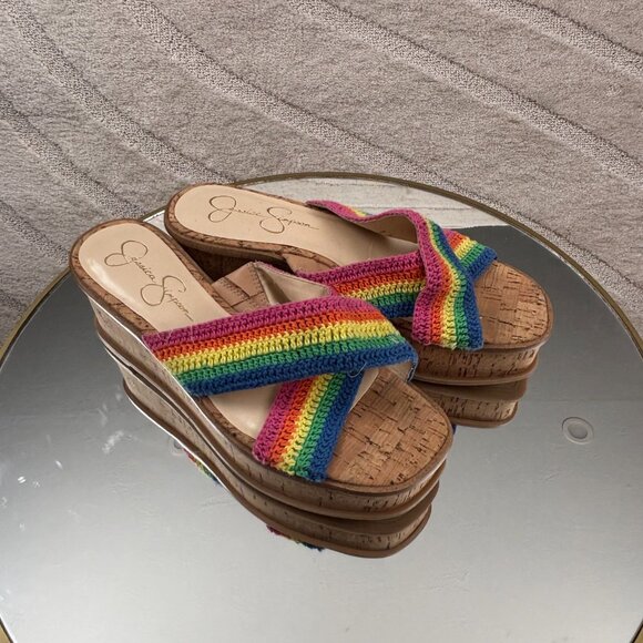 Jessica Simpson Multi Rainbow Ediza Crochet Platform - Picture 3 of 7